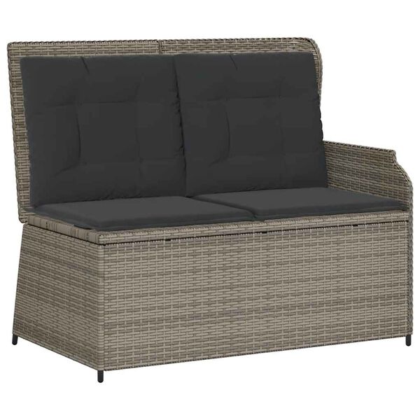 vidaXL 3-tlg. Garten-Lounge-Set mit Kissen Grau Poly Rattan