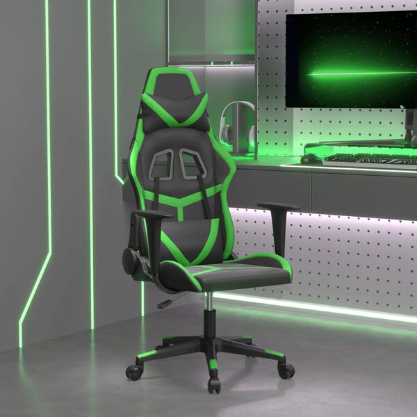 vidaXL Gaming-Stuhl mit Massagefunktion Schwarz und Gr&uuml;n Kunstleder