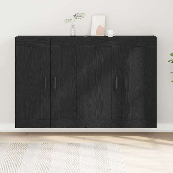 vidaXL Wandmontierter Schrank 2 pcs Schwarz Eichen-Optik Holzwerkstoff