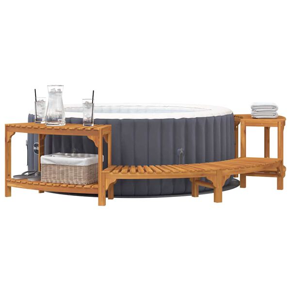 vidaXL Whirlpool Umgebung Halb-Rund Braun 252 x 112 x 55,5 cm
