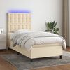 vidaXL Boxspringbett mit Matratze & LED Creme 80x200 cm Stoff