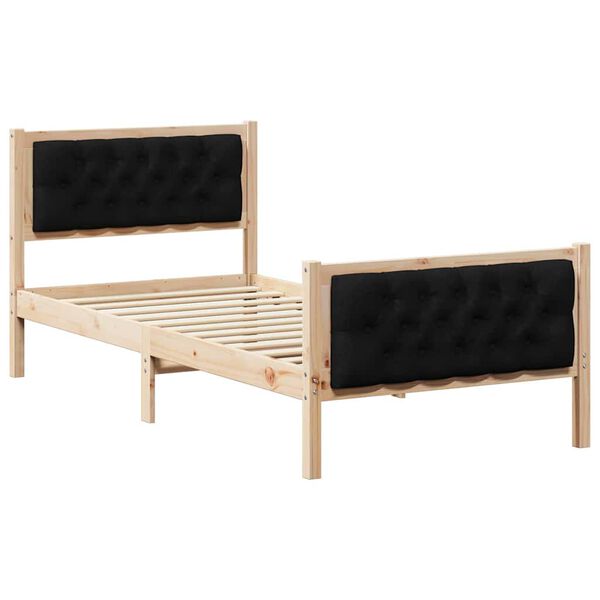 vidaXL Bettrahmen Schwarz 90 x 190 cm Massives Kiefernholz
