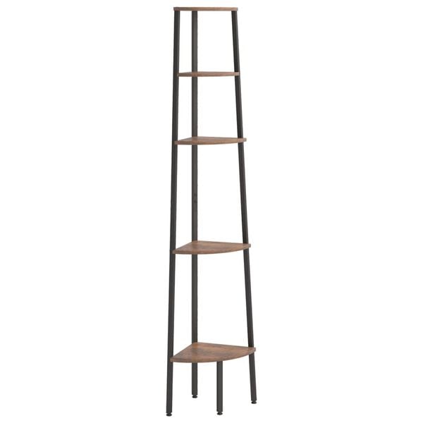 vidaXL Eckregal mit 5 B&ouml;den Dunkelbraun und Schwarz 45,5x31,5x180 cm
