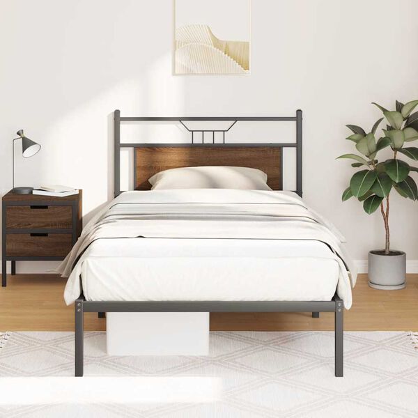 vidaXL Bettgestell ohne Matratze Braun Eiche 100x200 cm Holzwerkstoff