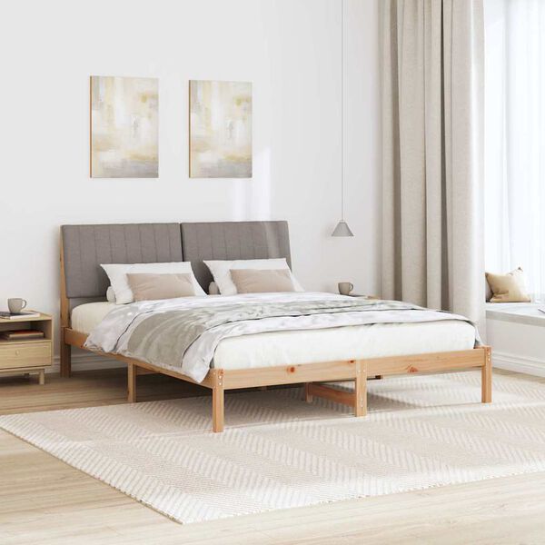 vidaXL Bettrahmen mit Kopfteil Braun 150 x 200 cm Massives Kiefernholz