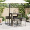 vidaXL 5-tlg. Gartenbar-Set mit Kissen Grau Poly Rattan