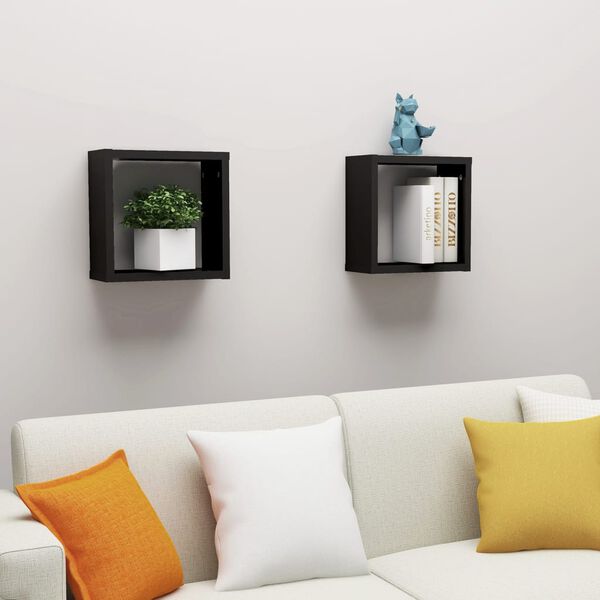vidaXL W&uuml;rfelregale 2 Stk. Schwarz 30x15x30 cm