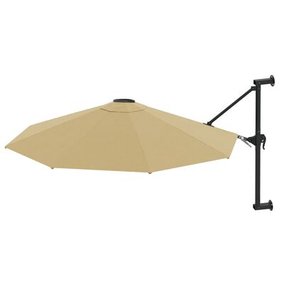 vidaXL Sonnenschirm zur Wandmontage mit Metall-Mast 300 cm Taupe