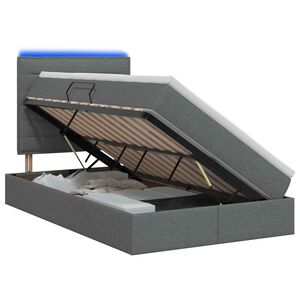 vidaXL LED-Speicherbett mit Matratze Dunkelgrau 120 x 200 cm Stoff