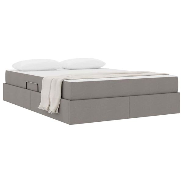 vidaXL Aufbewahrungsbett mit Matratze Taupe 140 x 190 cm Polyester