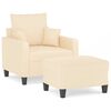 vidaXL Sessel mit Hocker Creme 60 cm Stoff