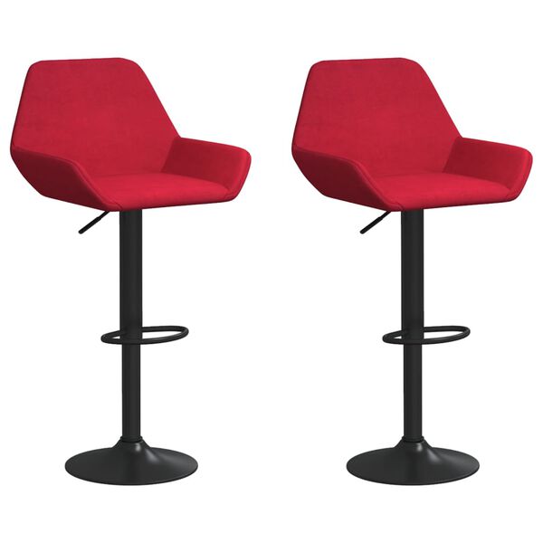 vidaXL Barhocker 2 Stk. Weinrot Samt
