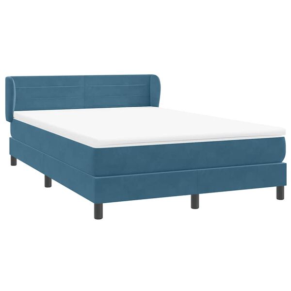 vidaXL Boxspringbett mit Matratze Dunkelblau 160x220 cm Samt