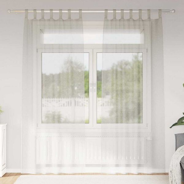vidaXL Voile-Vorhang mit Vorh&auml;ngen 2 pcs Creme 225 x 140 cm Polyester