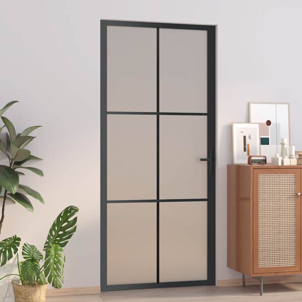 vidaXL Innent&uuml;r 93x201,5 cm Schwarz Mattglas und Aluminium