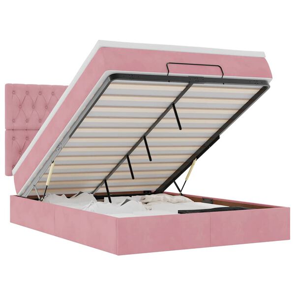 vidaXL Ottoman-Bett mit Matratzen Rosa 140x200 cm Samt