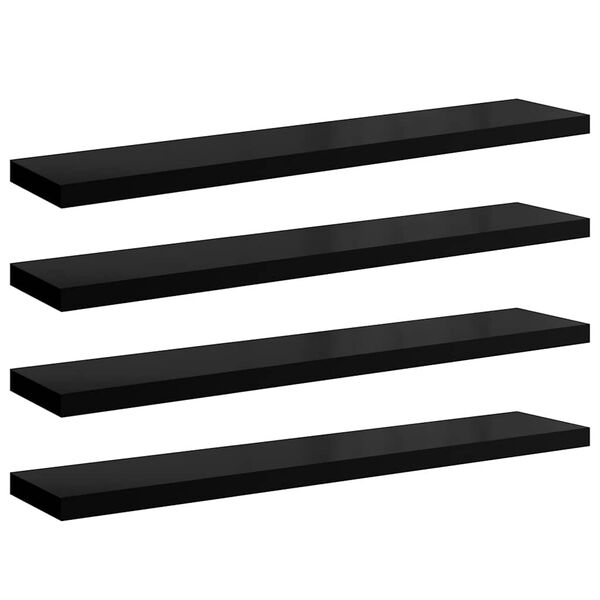 vidaXL Schweberegale 4 Stk. Hochglanz-Schwarz 120x23,5x3,8 cm MDF