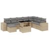 vidaXL 9-tlg. Garten-Sofagarnitur mit Kissen Beige Poly Rattan