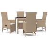 vidaXL 5-tlg. Garten-Essgruppe mit Kissen Beige Poly Rattan