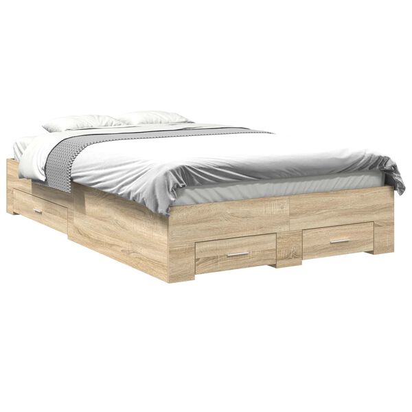 vidaXL Bettrahmen mit Schubladen Braun 120 x 190 cm Holzwerkstoff