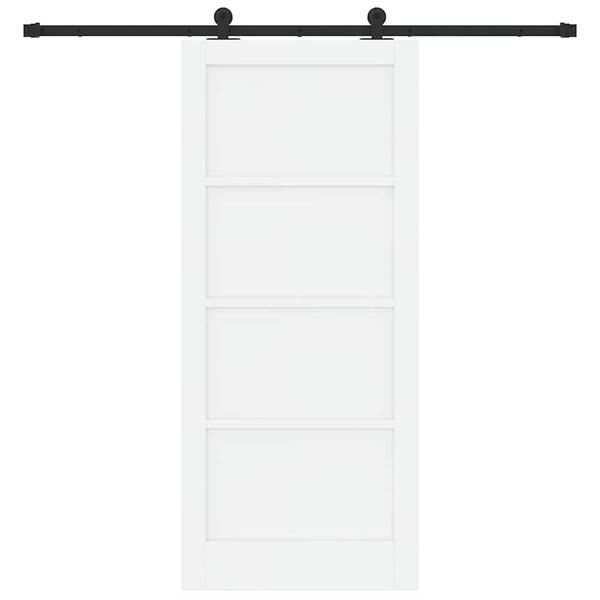 vidaXL Schiebet&uuml;r Wei&szlig; und Schwarz 86 x 198,5 cm Massives Kiefernholz