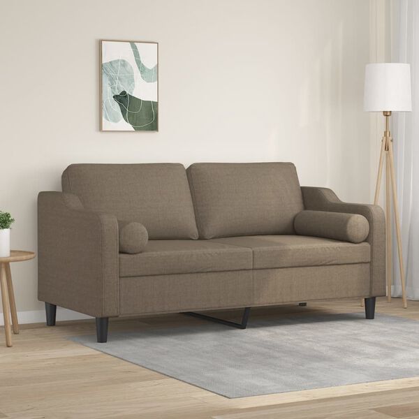 vidaXL 2-Sitzer-Sofa mit Kissen Taupe 140 cm Stoff