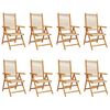 vidaXL Klappstuhl Verstellbar 8 Stk. Beige Massivholz Akazie