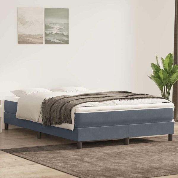 vidaXL Boxspringbett ohne Matratze Dunkelgrau 160x210 cm Samt