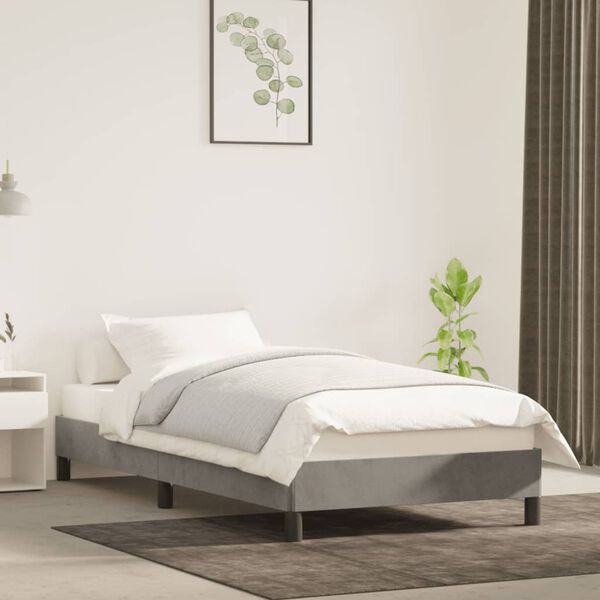 vidaXL Bettgestell ohne Matratze Hellgrau 90x200 cm Samt