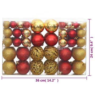 vidaXL Weihnachtskugeln 100 Stk. Golden und Weinrot 3 / 4 / 6 cm