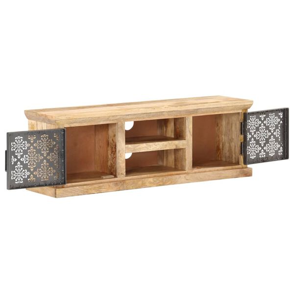 vidaXL TV-Schrank mit Stahlt&uuml;ren 120x30x40 cm Mango Massivholz
