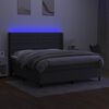 vidaXL Boxspringbett mit Matratze & LED Dunkelgrau 160x200 cm Stoff