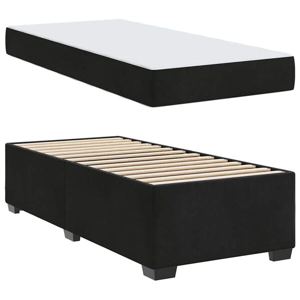 vidaXL Bettrahmen mit Matratze Schwarz 90 x 200 cm Stoff
