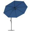 vidaXL Ampelschirm mit LED-Beleuchtung Stahl-Mast Azurblau 350 cm