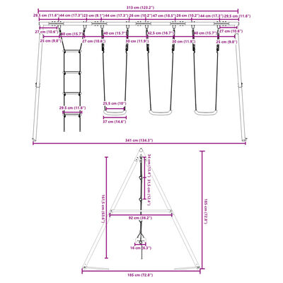 vidaXL Schaukel-Set mit Schaukelsitzen und Strickleiter
