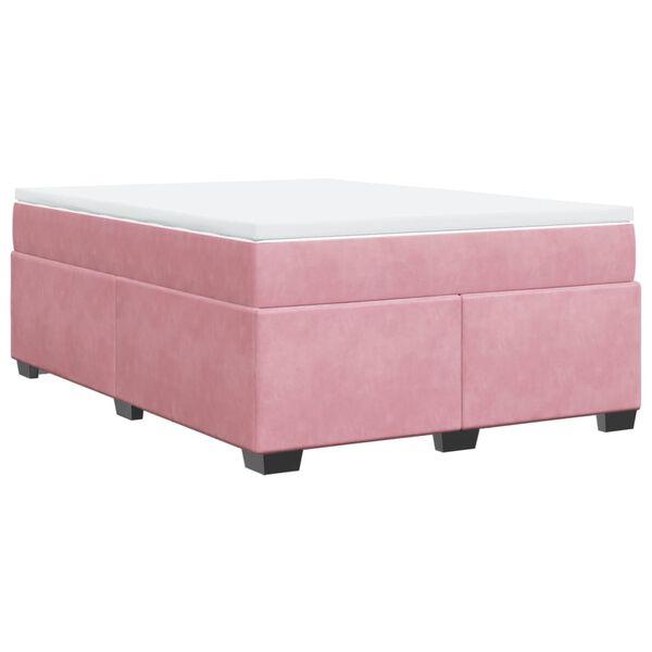 vidaXL Boxspringbett mit Matratze Rosa 160x200 cm Samt