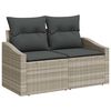 vidaXL Garten-Sofa-Set mit Kissen 7 pcs Hellgrau Poly Rattan