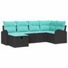 vidaXL Gartensofa-set mit Kissen 6 pcs Schwarz Poly-Rattan