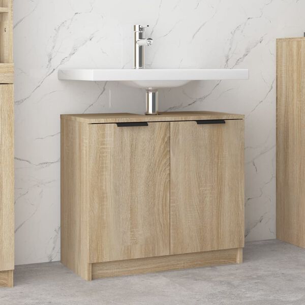 vidaXL Badschrank Sonoma-Eiche 64,5x33,5x59 cm Holzwerkstoff
