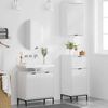 vidaXL Badezimmerm&ouml;bel Set mit T&uuml;r 3 pcs Hochglanz-Wei&szlig; Holzwerkstoff