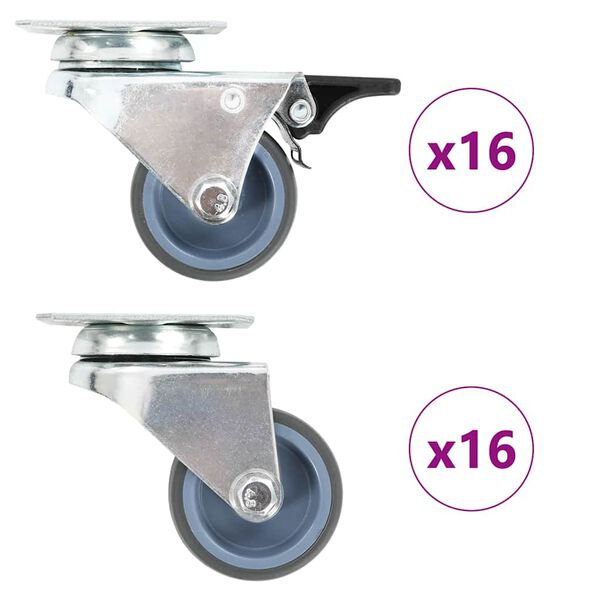 vidaXL 32 Stk. Lenkrollen mit Zwillingsrad 50 mm