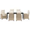 vidaXL Garten Essgruppe mit Kissen 7 pcs Beige Poly-Rattan