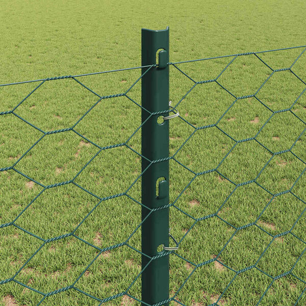 vidaXL Zaun mit Pfosten Gr&uuml;n 1,2 x 10 m Stahl und PVC