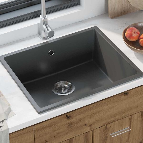 vidaXL K&uuml;chensp&uuml;le Grau 54 x 44 x 20 cm Granit