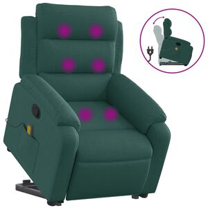 vidaXL Massagesessel mit Aufstehhilfe Dunkelgr&uuml;n Stoff