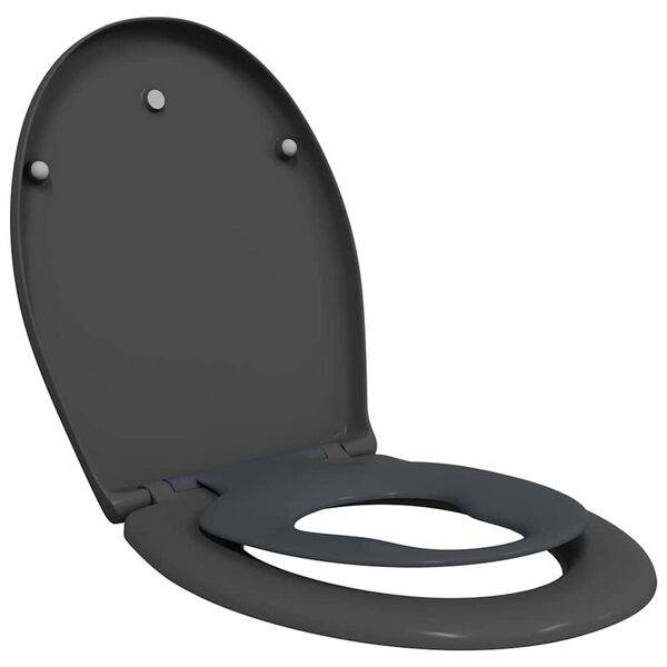 vidaXL Toilettensitz Anthrazit 47 x 37 x 4 cm Duroplast