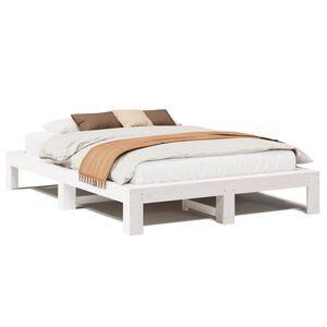 vidaXL Massivholzbett ohne Matratze Wei&szlig; 140x200 cm Kiefernholz