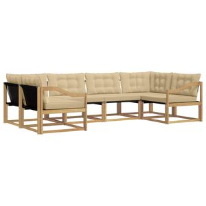 vidaXL Outdoor-Sofagarnitur 6 Stk. Wei&szlig; und Beige