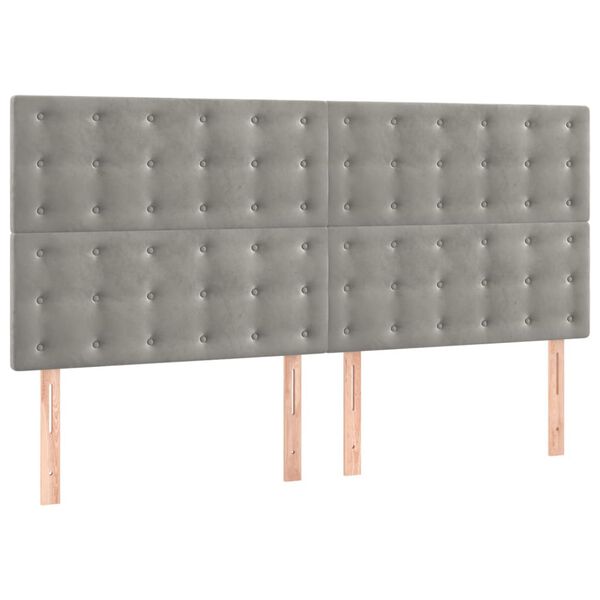 vidaXL Kopfteil Hellgrau 180x5x118/128 cm Samt