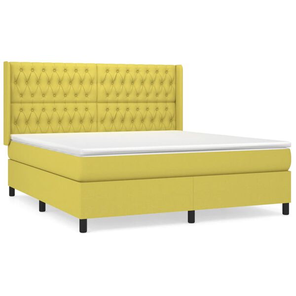 vidaXL Boxspringbett mit Matratze Gr&uuml;n 180x200 cm Stoff